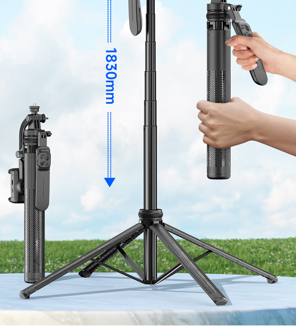 SUOYING [Over 100K Sold] Selfie Stick Gimbal Stabilizer, All-In Shooting Device, Portable Travel 360-Degree Rotation Anti-Shake Three-Axis Phone Stand, Shooting Floor Stand for Live Streaming 2