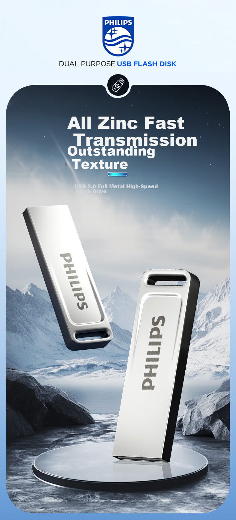 PHILIPS 64GB USB2.0 Flash Drive, 21UA-F, Large Capacity USB Drive, Stylish Design, Lightweight And Portable, Suitable for Study, Office Work, And Computer Bidding 1