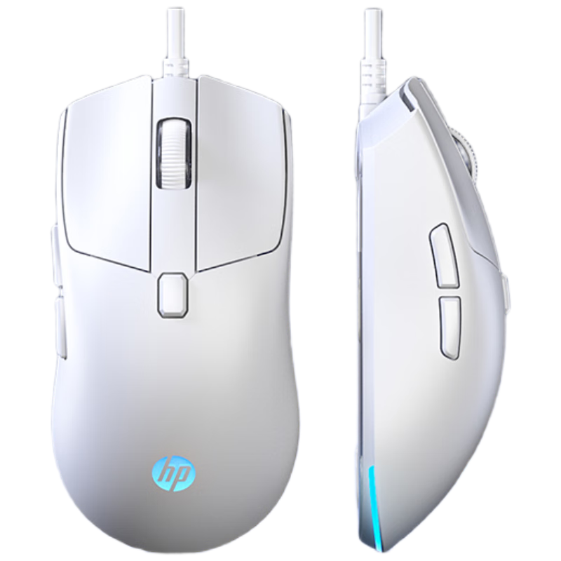 HP G160 Wired Gaming Mouse with RGB Breathable Light, Silent E-Sports Macro Programming, for LOL And PUBG, USB Interface, Suitable for Laptops And Desktop Computers, Office Use, Universal White Quiet Model