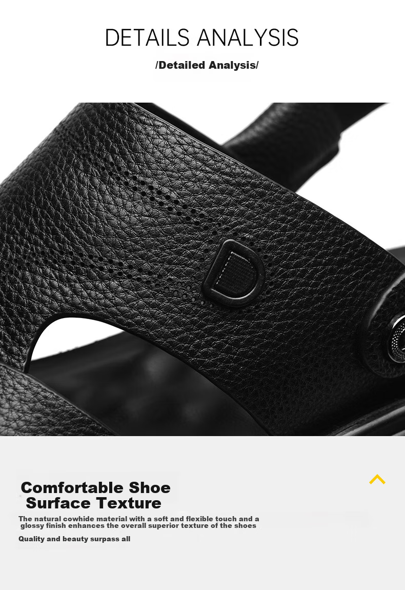 HLA Men's Slip-On Sandals, Top-Grain Leather Breathable Beach Shoes for Men, T031 Brown Size 40 14