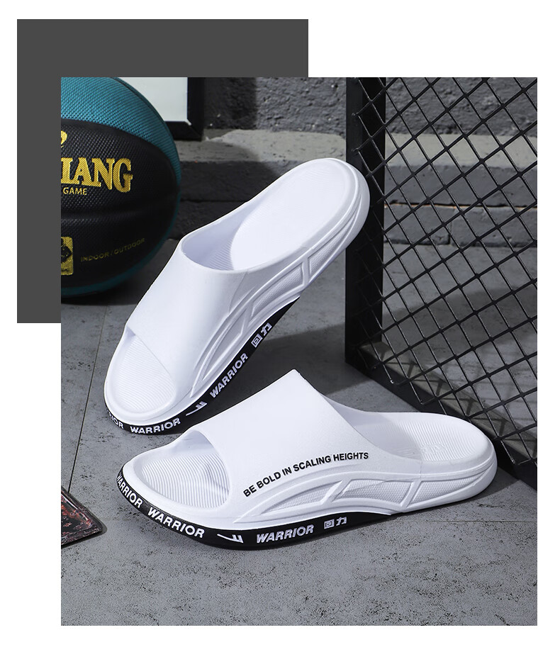 Warrior Men's Non-Slip, Odor-Resistant Sandals with Squishy Feel for Summer Outdoor Wear, Indoor Home Use, Bathroom 3B22 White And Black Size 46-47 2