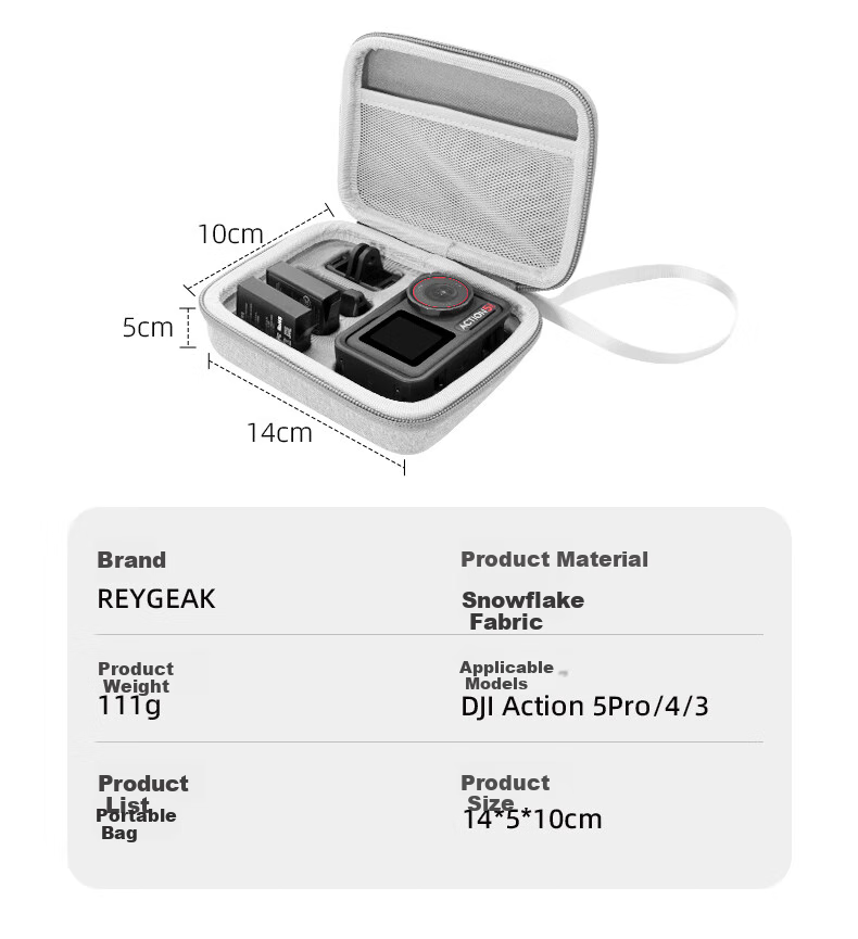 REYGEAK Compatible with DJI Action 5 Pro/6 Storage Bag, Portable Osmo Nano Action 4/3 Action Camera Backpack, Shooting Kit, Hard Shell Protective Accessory Box, Shockproof 13