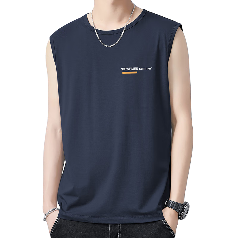 Pierre Cardin Men's Summer Ice Silk Modal Fitness Vest Sleeveless Quick-Dry T-Shirt Black L