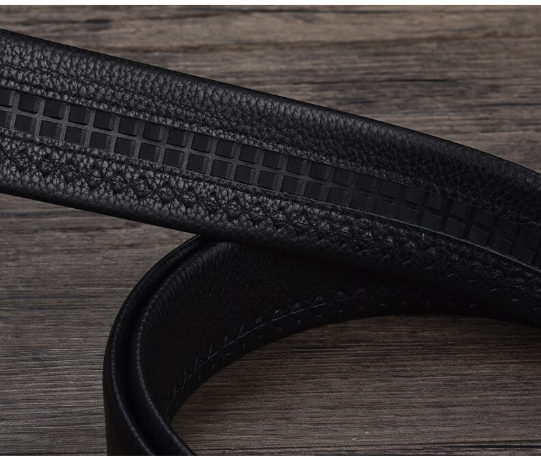 Pierre Cardin Men's Leather Automatic Buckle Belt P583001A Black (3.5cm Wide) (Lychee Pattern) 125cm 3