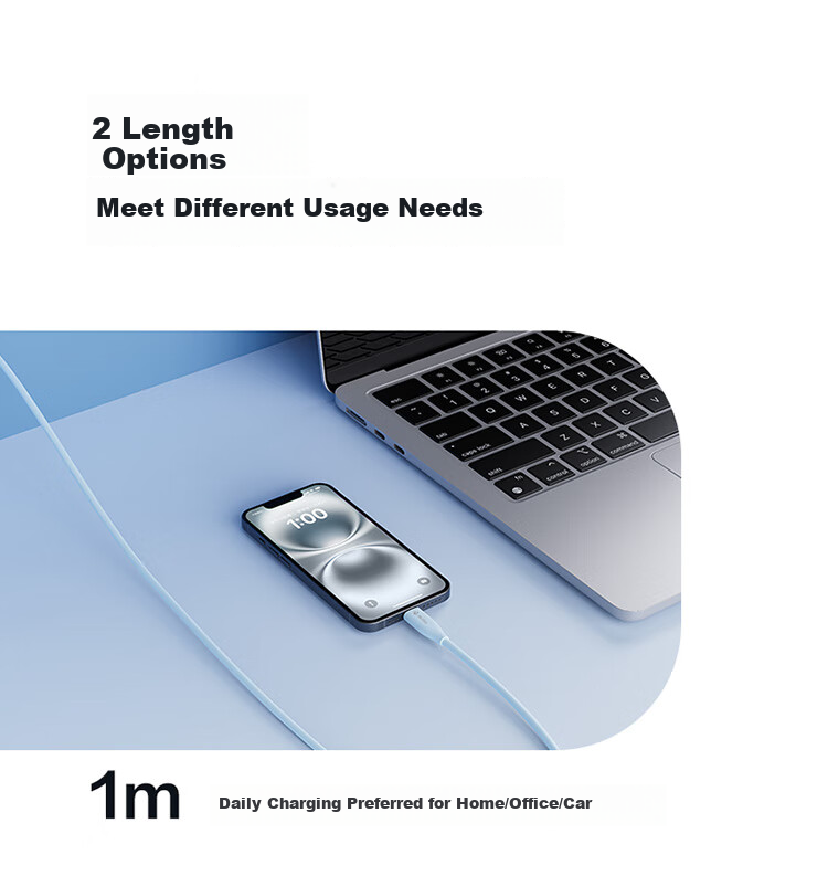 AKIITU, Hikvision And Yingshi Brand, Ultra-Soft Silicone Skin-Friendly, MFI Certified Apple PD Data Cable Lighting Charging Cable C-L 27W 1.5m White 5