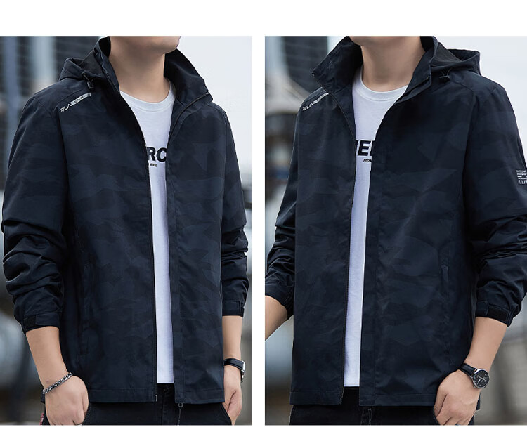 TUCANO Men's Jacket Casual Outdoor Hooded Windproof Coat Dark Gray M 10