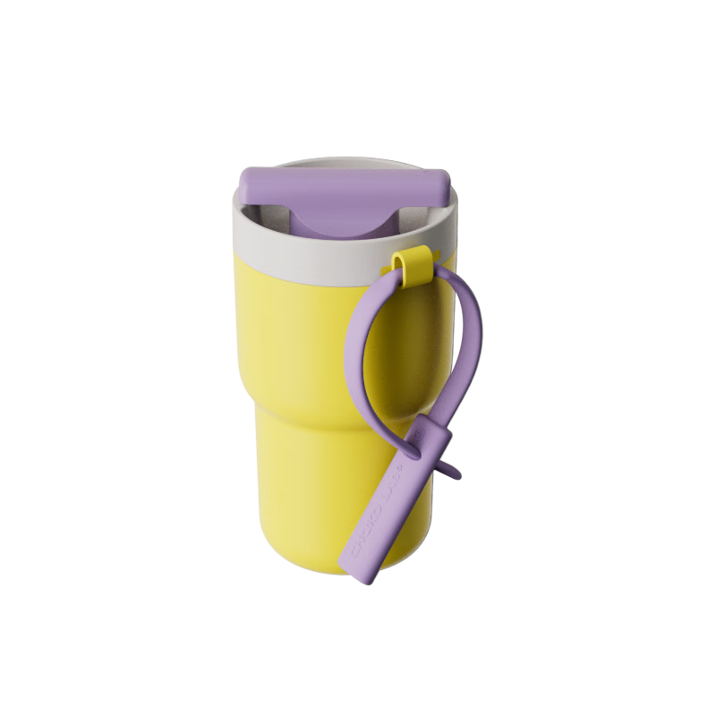 Chakolab Ceramic-Coated Double-Drinking Straw Portable Insulated Cup, Office Stylish Coffee Mug, Work Ice-Cold Cup, Student Cup
