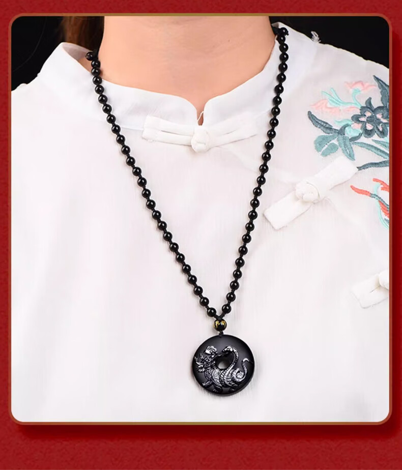 Li Juming Five Elements Water Deficiency Black Obsidian Xuanwu Pendant Northern Water God Snake Turtle Water Element Keychain Pendant Shui Ze Jie Gua 15
