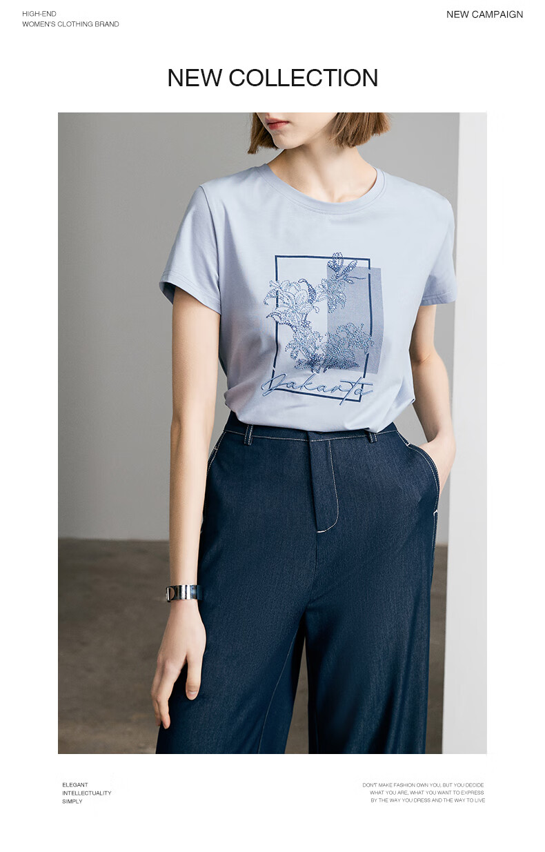 Yanyu Embroidered Short Sleeve T-Shirt Women 2026 Summer Fashion Simple Round Neck Loose Fit Top White L 8