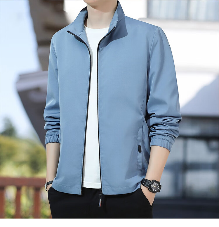 RED DRAGONFLY Men's Jacket Trendy Autumn Winter Business Executive Commuter Stand Collar Loose Casual Windproof Coat Gray 2XL 6