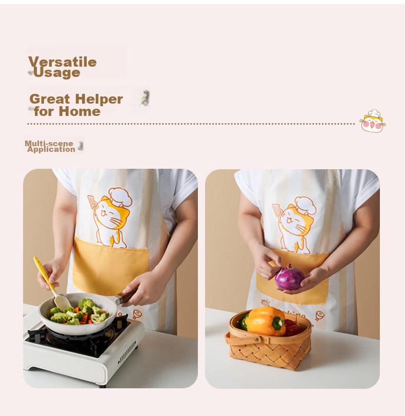 Mohuanchufang Apron, Household Kitchen Cooking Waterproof And Oil-Proof, Housework Cleaning, Female Catering Work Uniform 9