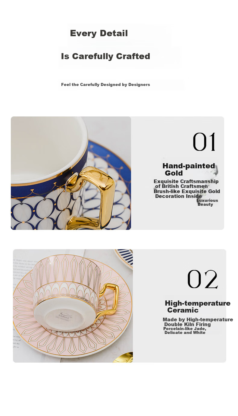 Vidsel Luxury Ceramic Coffee Cup and Saucer Gift Set High-Value Gift Box Couples Gift New Wedding Birthday Housewarming 15
