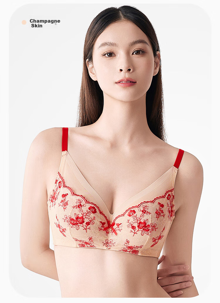 Ordifen Women's Embroidered Push-Up Soft Wireless Bra, Zodiac Year New Vintage Moisture-Wicking Embroidered Brassiere XB4320 15