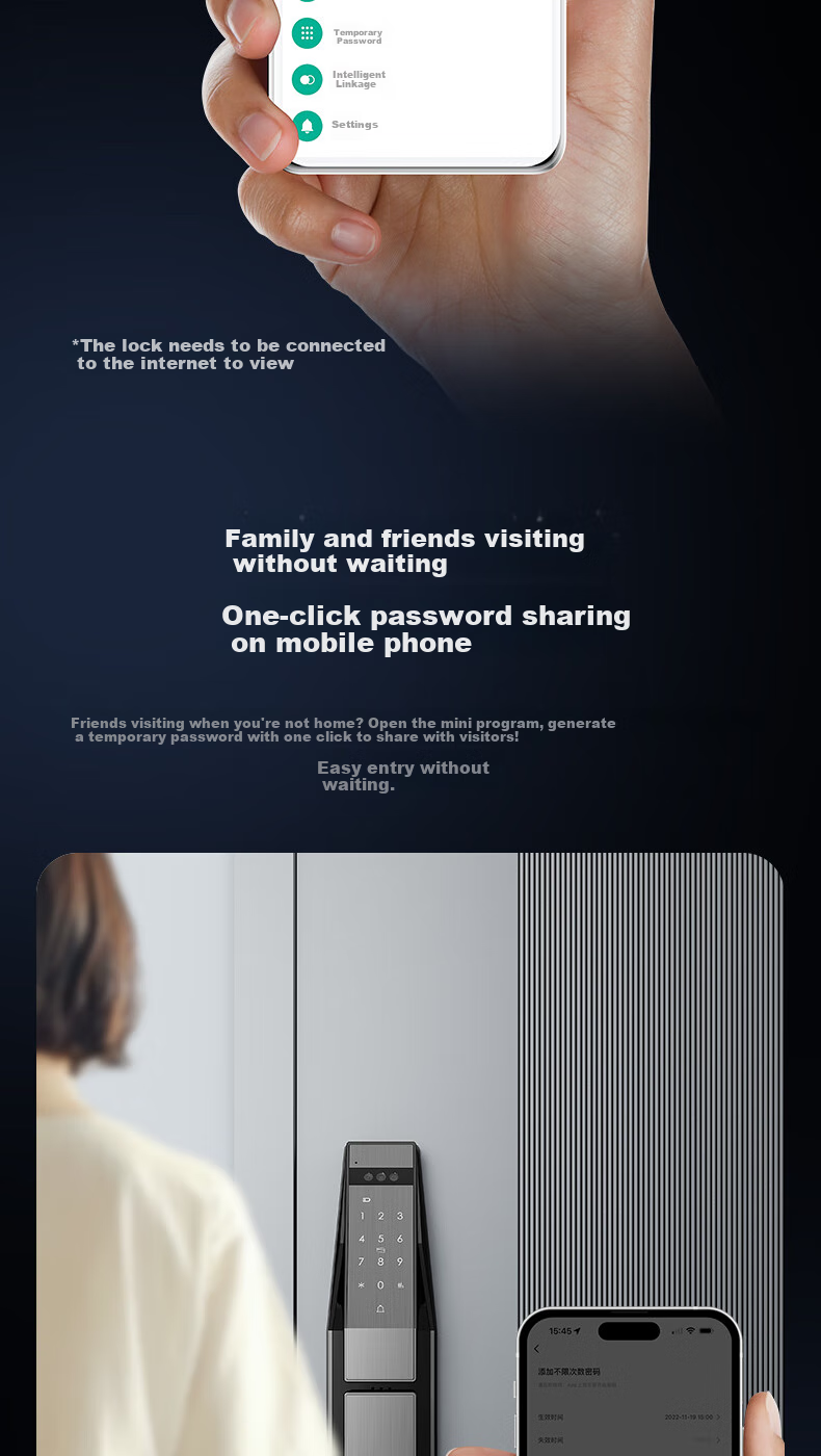 VOC Smart Lock with Palm Vein And Facial Recognition, Dual Camera Door Lock for Home Use, Fingerprint Lock, Electronic Password Lock T10Plus S 9