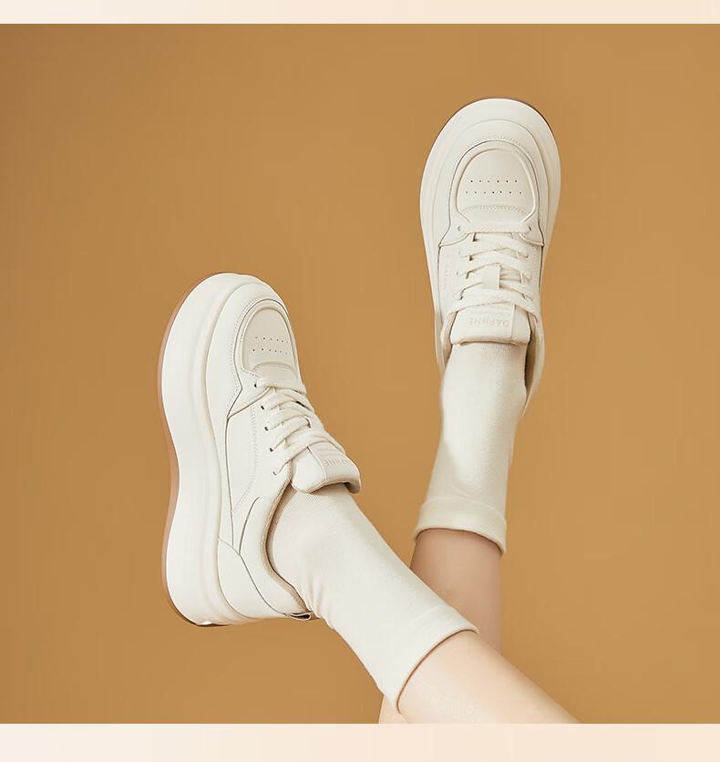 DAPHNE Women's White Sneakers 2026 New Spring Casual Thick-Soled Sports Shoes Women's Skate Shoes 12