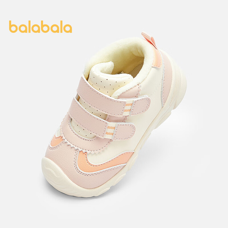 Balabala Kids Toddler Walking Shoes Baby Shoes Boys Girls Baby Shoes 2025 Autumn Winter Fleece Lined Sports Shoes
