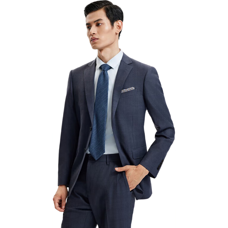 Goldlion Men's Classic Plaid Slim Fit Business Suit with 71% Wool Spring 52A