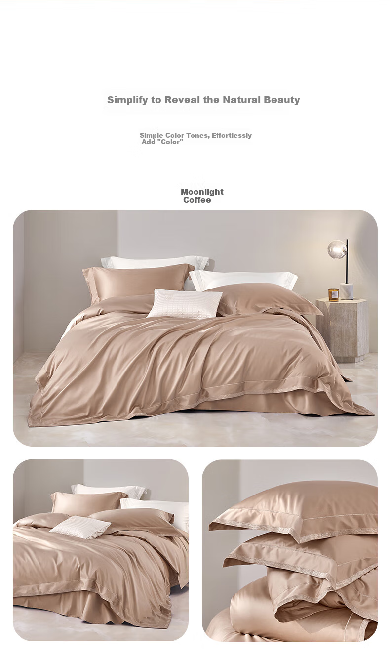 LUOLAI Home Textiles Pure Cotton Bedding Set of Four Pieces, 100 Thread Count Egyptian Cotton, Luxury Bed Sheet And Duvet Cover Set for Double Bed, 200*230 6