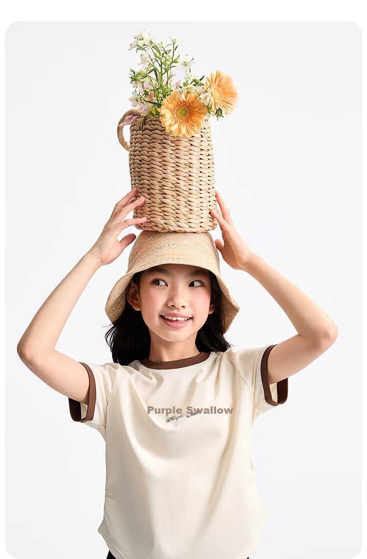 Annil Girls' Round Neck Short-Sleeve T-Shirt, New Summer Style 2025 2