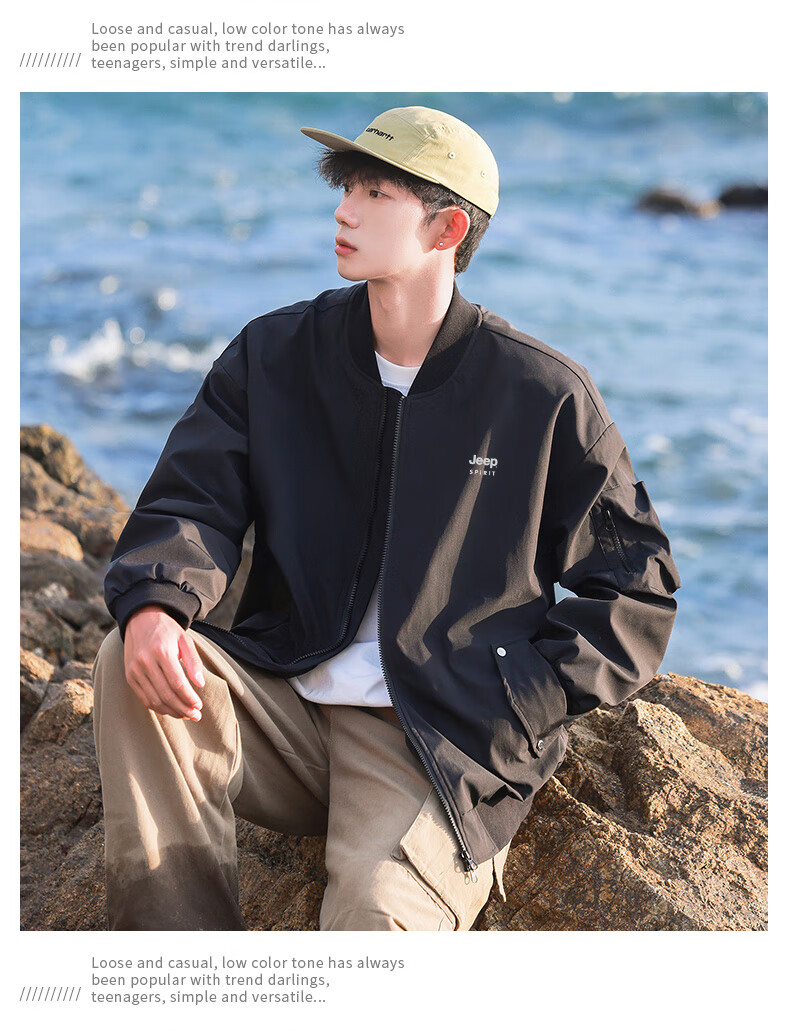 JEEP SPIRIT Men's Spring Autumn Jacket Outdoor Workwear Windproof Biker Coat M 10