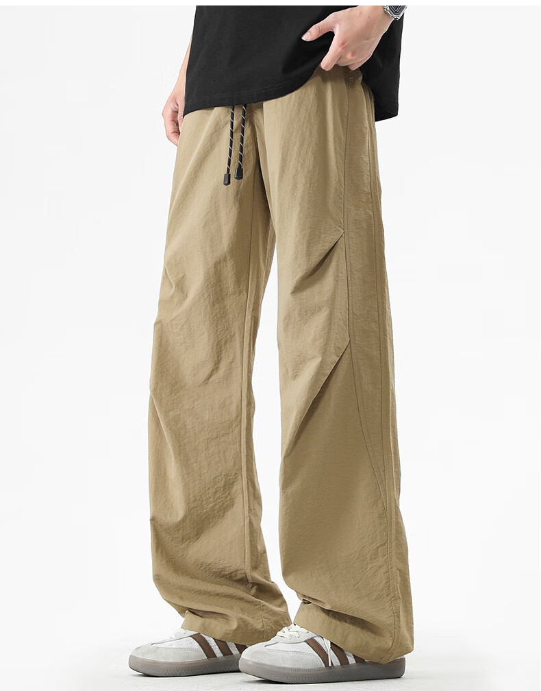 :CHOCOOLATE American Casual Pants for Men, Straight-Leg Loose Fit, Spring And Autumn New Style, Men's Ice Silk Quick-Dry Pants, Khaki, XL 5