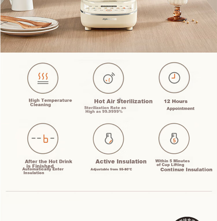 Joyoung Home Use 1.2L Capacity Variable Frequency Quiet Blender with Adjustable Texture, Fully Automatic Filter-Free Soy Milk Maker B730 38