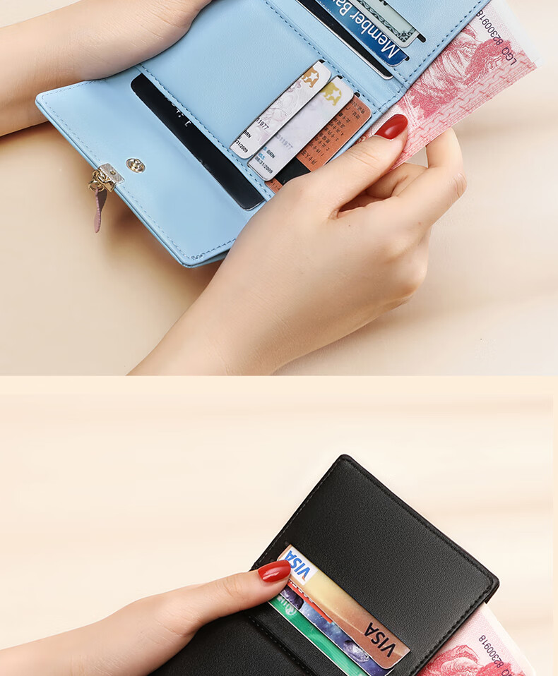 YUYULA Leather Short Women's Wallet, Mini Coin Purse, Multi-Card Slots, Multifunctional Leather Wallet, Ladies' Light Luxury Clutch 1