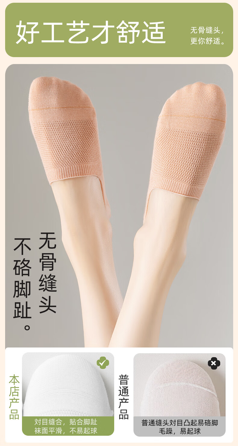 Dongfangyuan Women's Boat Socks for Spring And Summer, [100% Cotton 10A Antibacterial Deodorant], Breathable Mesh Invisible Socks, 6 Pairs 3