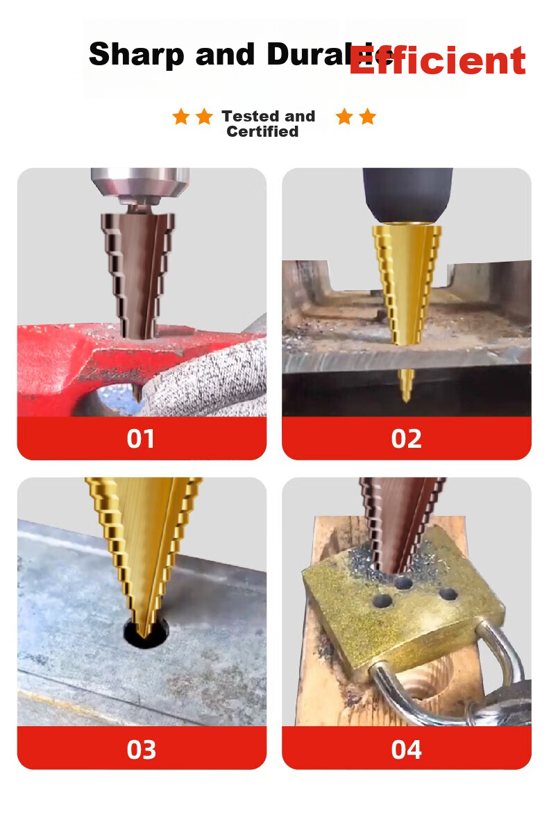 HUHAO Pagoda Drill Bit, High Hardness, for Iron Plate And Stainless Steel Metal, Hole Opener, Drilling Cone-Shaped Step Drill Bit, Hole Opener And Hole Enlarger 2