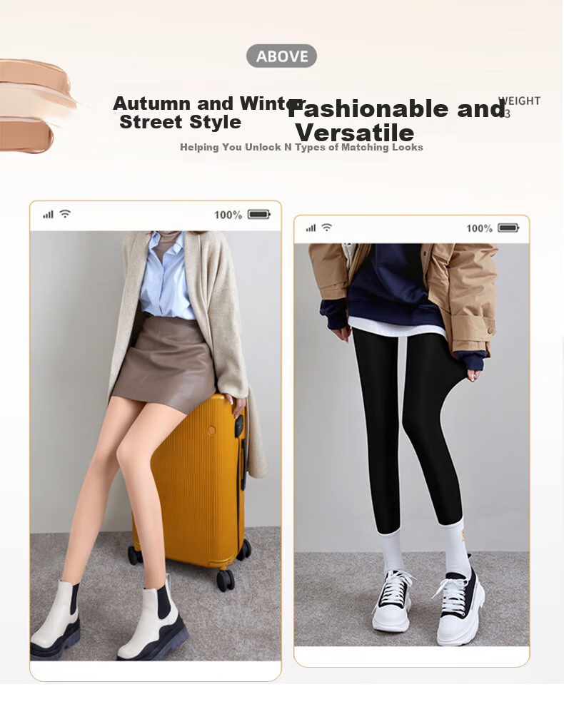 LangSha 2-Pack Women's Bare Leg Miracle, Fleece-Lined Thickened Leggings Socks, Autumn And Winter Wearable, Seamless Thigh-High Stockings 19