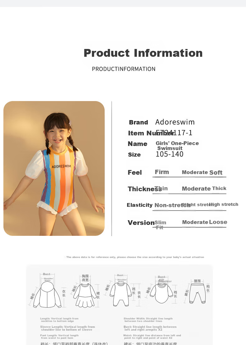 Adoreswim Princess Style Children's Swimsuit with Puff Sleeves, Sun Protection One-Piece Swimsuit for Little Girls, New Style for Girls in 2024 2
