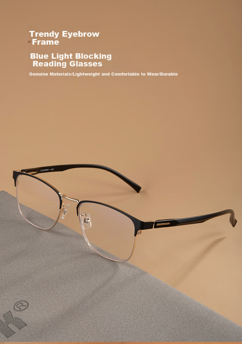 Fushikang Reading Glasses for Business Men, Anti-Blue Light, Ultra-Light, High Definition, Imported Presbyopic Glasses F1013 Black Gold +250 Degrees 1