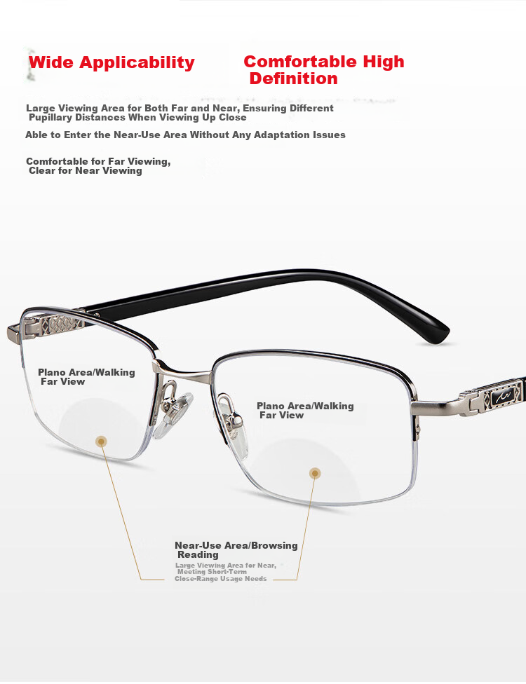 Xiyanghong Bifocal Anti-Blue Light Reading Glasses for Men And Women, Ultra-Light High-Definition Presbyopic Glasses AX5336 300 Degrees 3