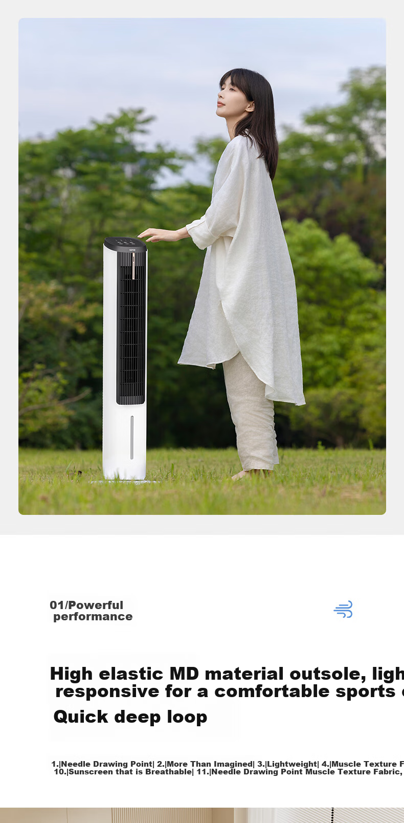 SUPOR Home Air Cooler with Humidification, Smart Voice Control, Negative Ion Purification, Floor-Standing Cold Air Machine, Water-Cooled Tower Fan, Cooling Mini Air Conditioner EFD-403A 3