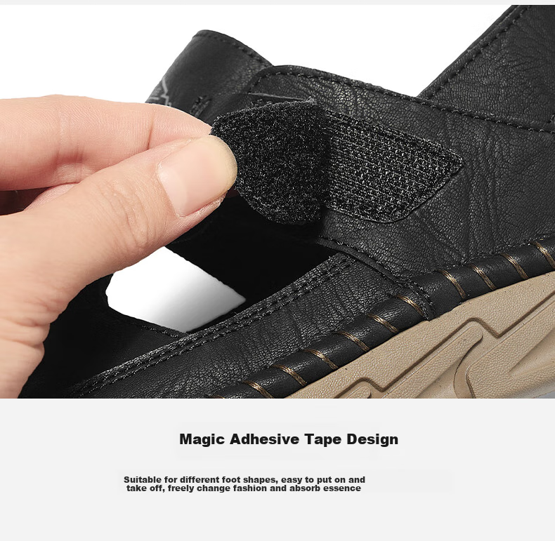 HLA Men's Shoes, Summer Casual Sandals, Men's Beach Shoes, Breathable Outdoor Sandals, K088 Black, Size 42 7