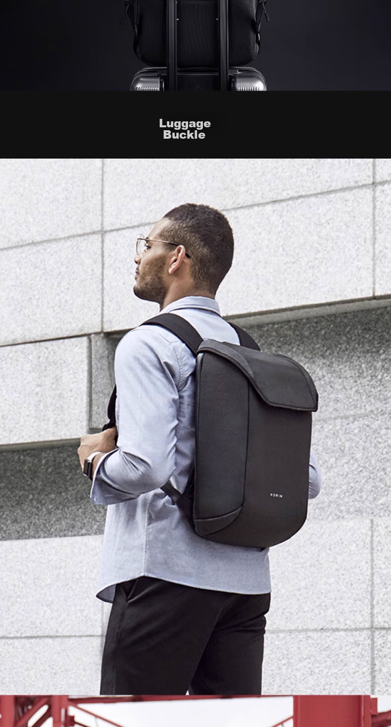 KORIN Anti-Cut Laptop Backpack, Large Capacity, Lightweight for Travel And Commuting, Notebook Backpack for Men, Black, Model K7 14