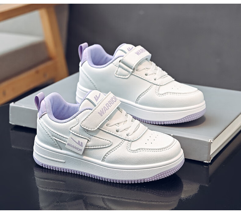 Warrior Children's Shoes Girls' Sports Shoes Spring And Autumn Soft Sole Sneakers Boys' School White Shoes WZ(CL)-0968 White Size 33 8