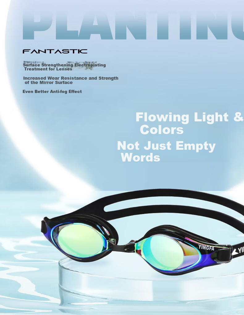 YINGFA Swimming Goggles, High-Definition Anti-Fog Competition Training Adult Unisex Large Frame Swimming Glasses, Mars Gree 9