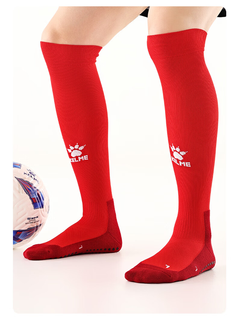 KELME Silicone Over-the-Knee Football Socks Lycra Antibacterial Odor-Resistant Professional Anti-Slip Towel Bottom Socks Black L 2