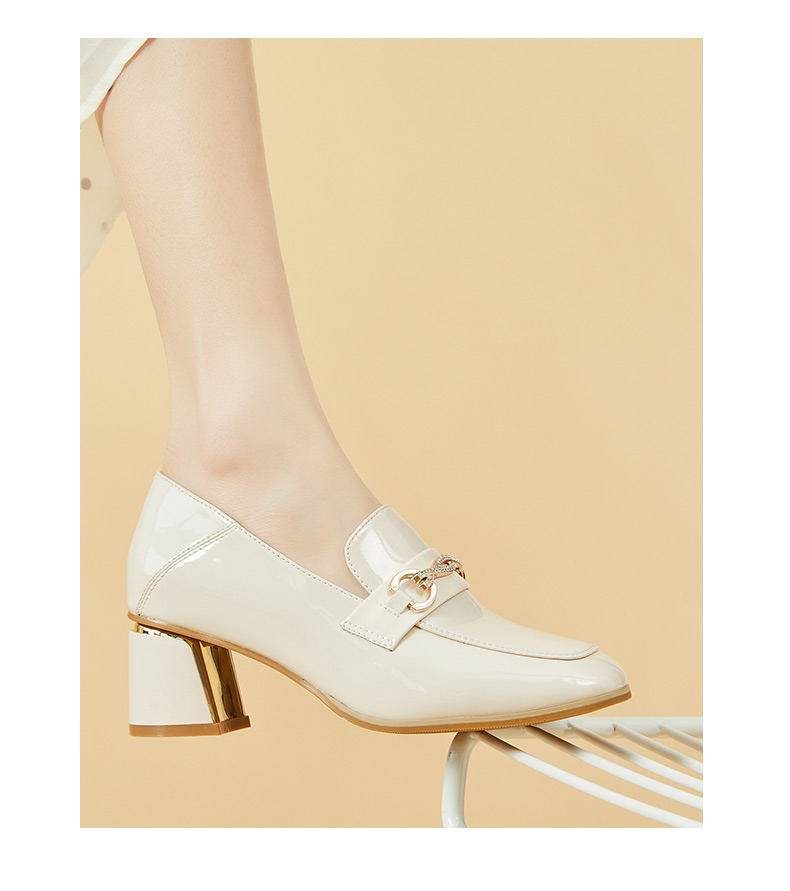 DAPHNE Professional Women's Single Shoes with Thick High Heels, Comfortable Round Toe, Height-Increasing, Two-Way Wear Loafers Women's Shoes 4622404006 Beige 37 15