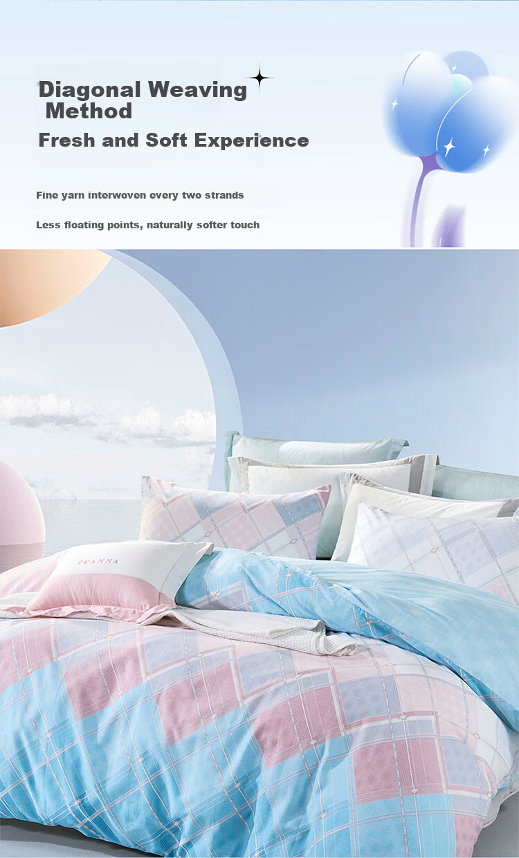 Bravo Fuanna Four-Piece Bedding Set, 100% Pure Cotton Duvet Cover And Bedsheet, King Size Bedding Set for 1.8-Meter Bed 4