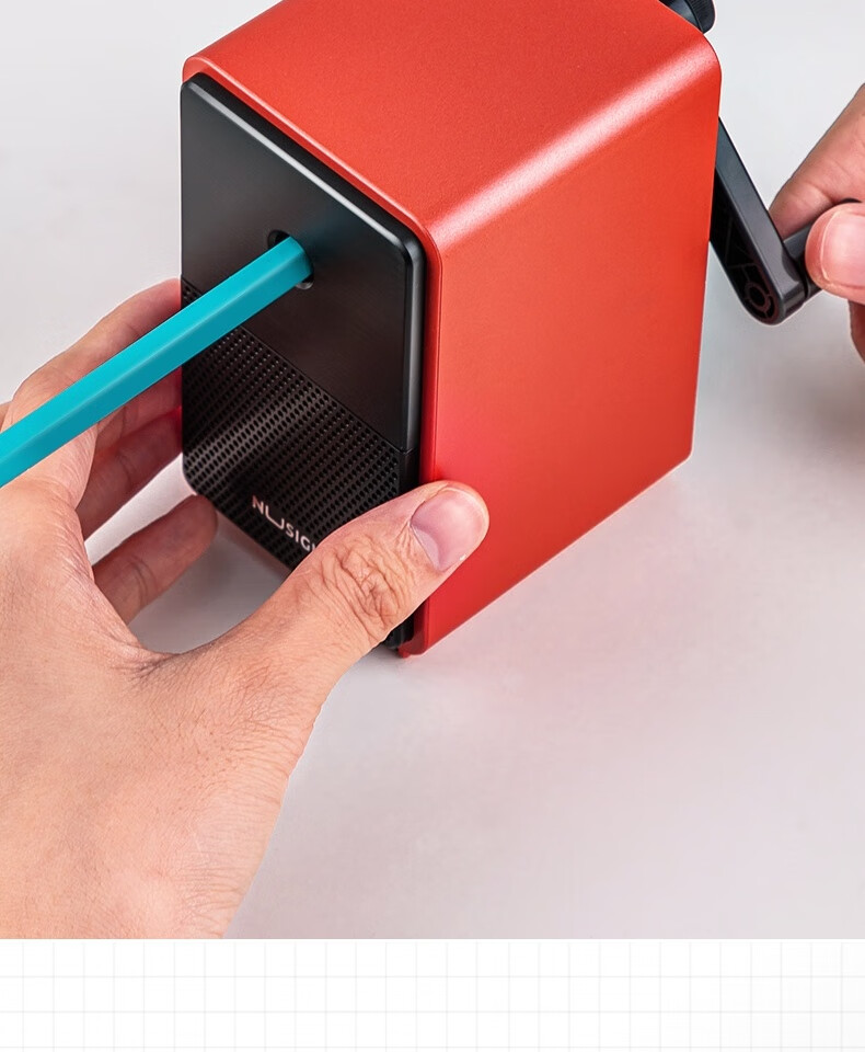 Deli NS077 New Sai Manual Pencil Sharpener Hand Crank Rotary Pencil Sharpener Automatic Pencil Feeding Office Student Use (Coral Red) Color Box 1 Pack 1