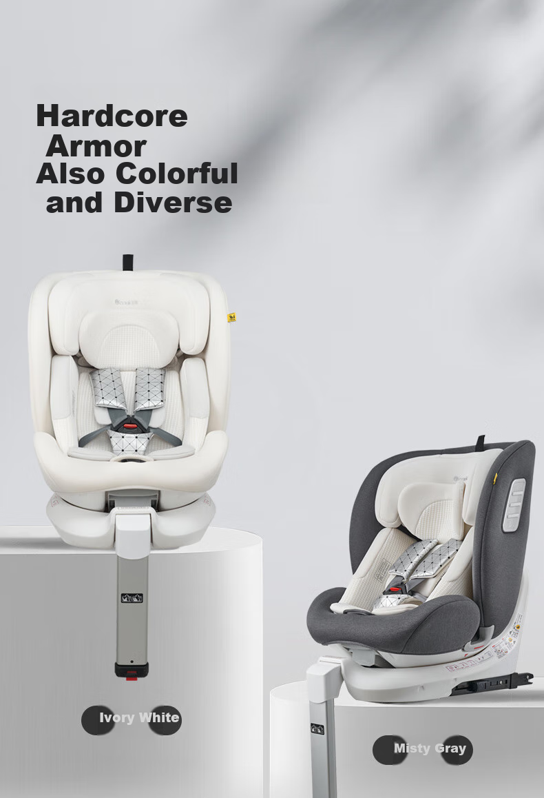 Innokids Child Safety Car Seat for Ages 0-12, Intelligent Ventilation, Heating, 360° Rotation, I-Size Certified IK18, Misty Gray 32