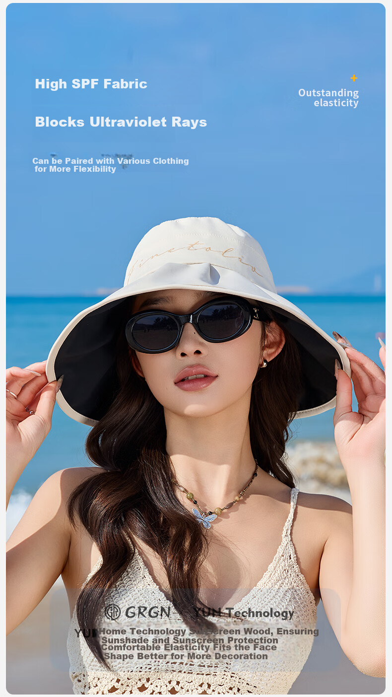 GRGN Vinyl Sun Protection Hat for Women, Sun Visor Cap, Sun Hat, Shell Fisherman Hat, Visor Cap, Summer Face-Covering UV Protection Hat 3