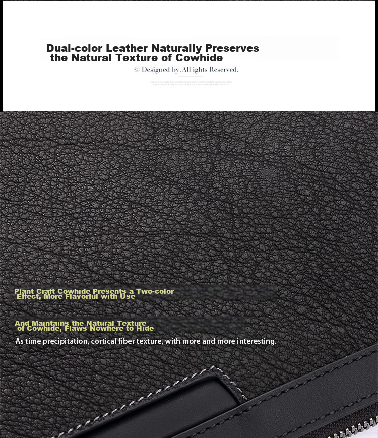Pabojoe Men's Clutch, Top-Grain Leather Handbag, Fashionable Clasp Bag, Black Wristlet, Birthday Gift for Boyfriend 8