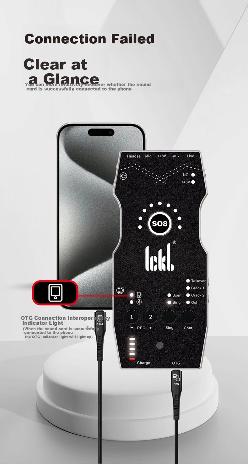 Ickb So8 Sixth Generation Sound Card Mobile Phone Computer Live Streaming Microphone Set, Douyin Kuaishou Universal Host Singing Quanmin K Song Recording Equipment Complete Set Condenser Microphone 4
