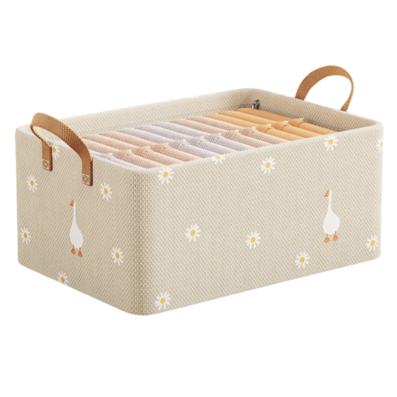 Dreaming Home Fabric Storage Box Household Storage Basket Wardrobe Storage Bin Clothes and Pants Organizer Beige Little Duck