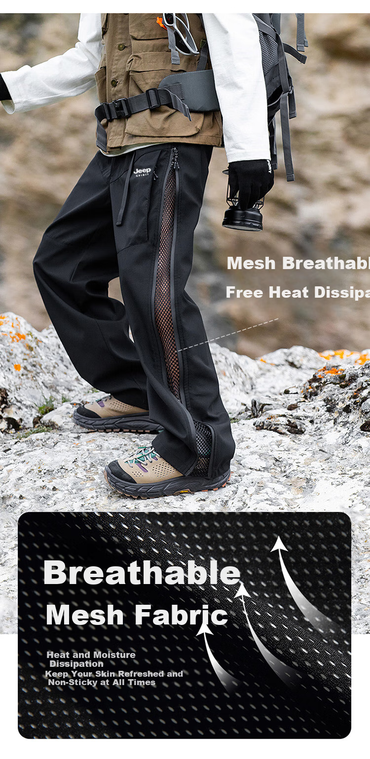 JEEP SPIRIT Men's Pants, Autumn And Winter Workwear Casual Trousers, Loose Straight-Leg Tactical Sports Trendy Hiking Pants 3