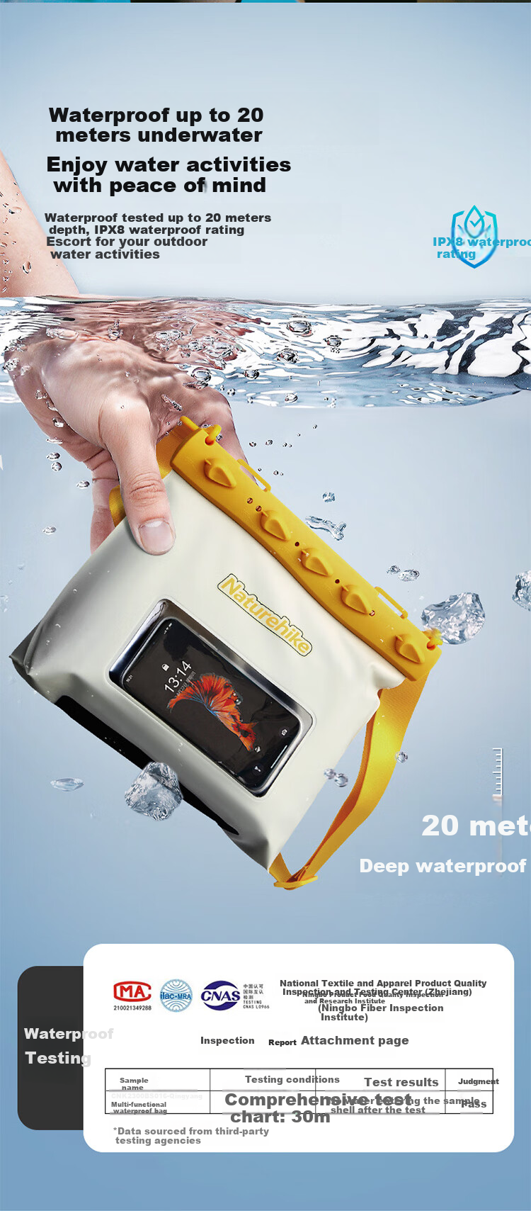 Naturehike Waterproof Phone Case for Beach Vacation Travel, Touchscreen Compatible Waterproof Pouch for Swimming, Snorkeling, Rafting And Diving 3