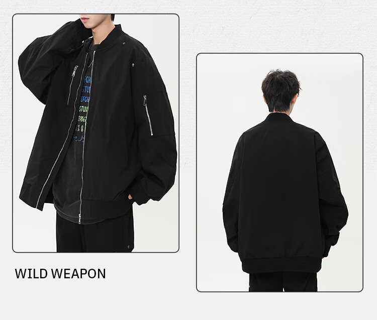 Homlean Men's Casual Jacket Autumn Versatile Loose Fit Long Sleeve Coat Simple Workwear HF58 Phantom Black L 14